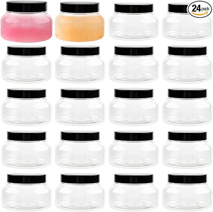 TUZAZO 8 Oz Premium Plastic Tuscany Jars by TUZAZO
