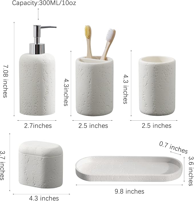 Bathroom Accessories Set, Mouthwash Cup & Toothbrush Holder, Qtip Holder - Image 5