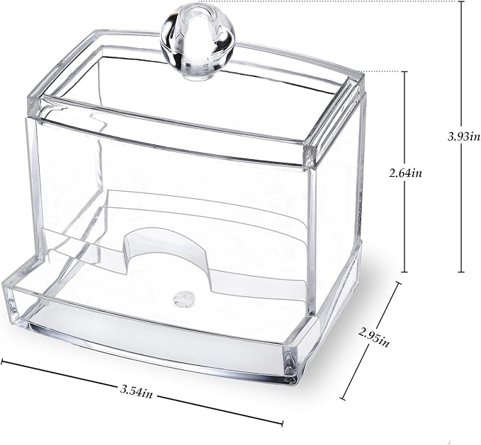 10oz Clear Acrylic Small Qtip Holder, Swab Dispenser Cotton Ball Jars Bathroom - Image 2