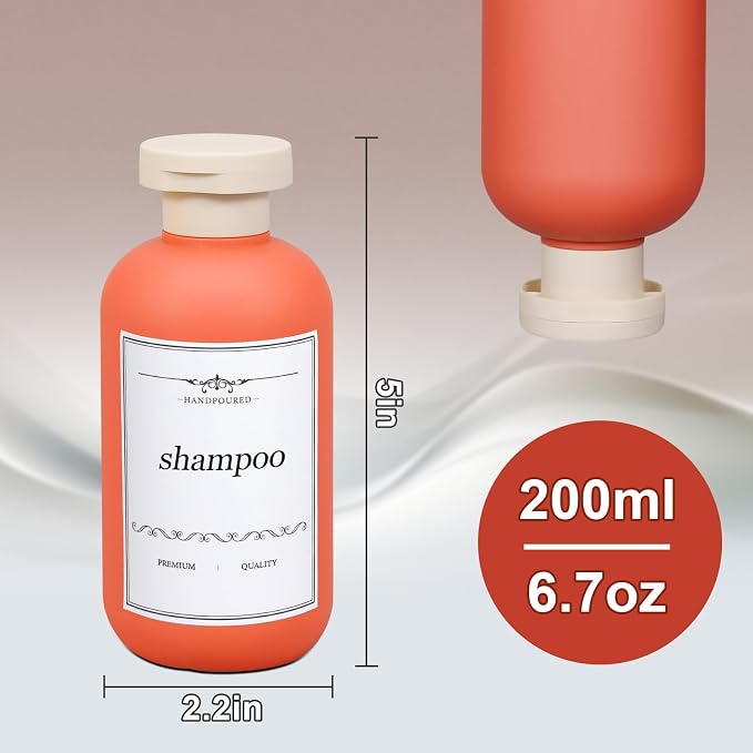 ASEVAT 6.7oz Airtight Plastic Travel Shampoo Bottles, Travel Shampoo and - Image 3