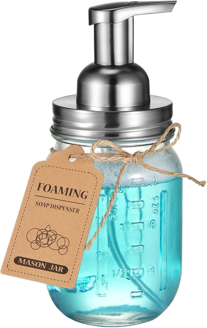 Amolliar Mason Jar Foaming Soap Dispenser, Plastic Soap Pump, Refillable Hand - Image 3