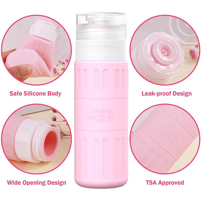 GLAMFIELDS Travel Bottles for Toiletries, TSA Approved 3.3oz Size LeakProof - Image 3