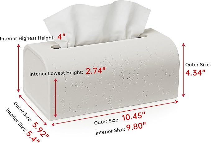 Tissue Box Cover Rectangle, Resin Decorative Facial Tissue Holder Covers Toilet - Image 3