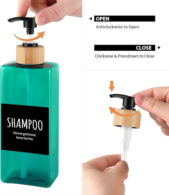 Shampoo and Body soap Dispenser, 16.9 Ounce 3-Pack Reusable Shampoo and - Image 5