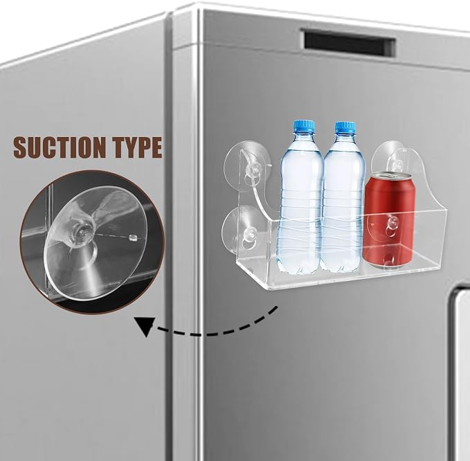 SuctionCup Refrigerator Rack Organizer Acrylic Fridge Door Shelf can Organizer - Image 2