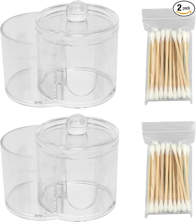 Q Tip Holder, 2-Grid Acrylic Cotton Swab & Cotton Pad Holder, by Unknown