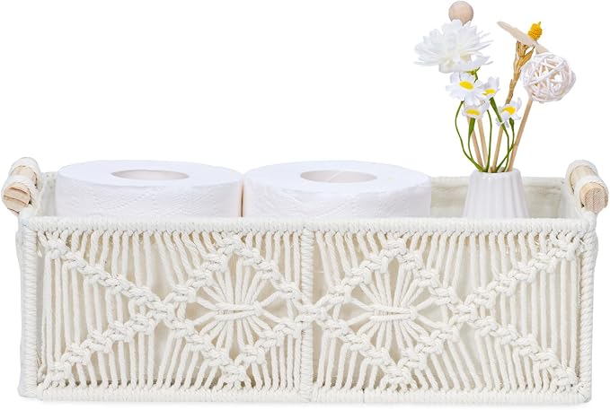 Nonam Macrame Storage Baskets, Boho Decor Style Woven Storage Boxes - Image 4