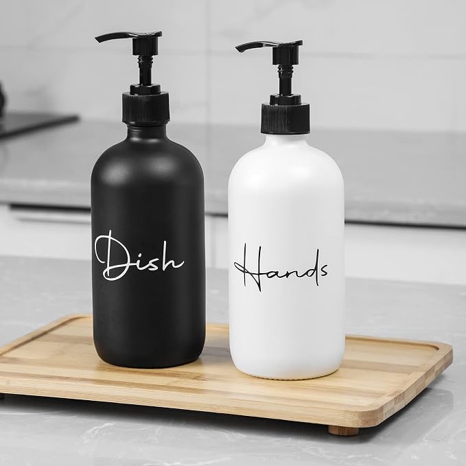 17 oz Hand Soap Dispenser Glass Liquid Dish Soap Bottles, Refillable Empty - Image 3