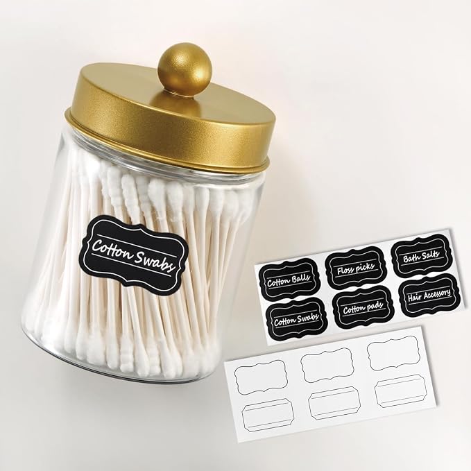 3PC Farmhouse Decor Qtip Holder Apothecary Jars Bathroom Vanity Storage - Image 5
