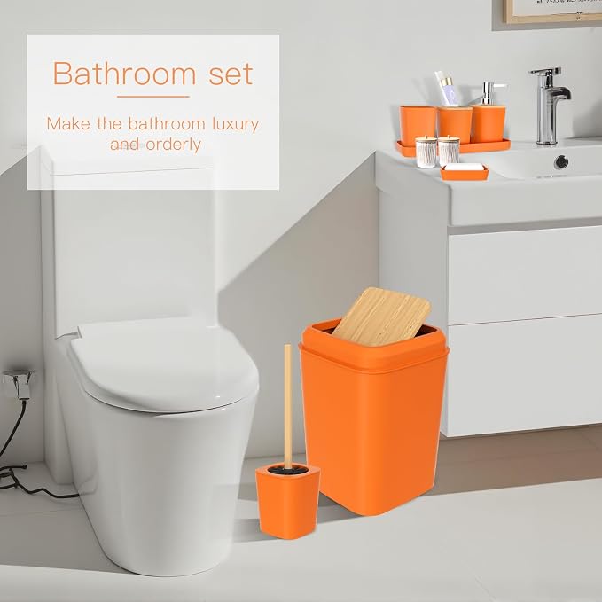 Orange Bathroom Accessories Set 9 Piece Bathroom Accessory Set - Image 3