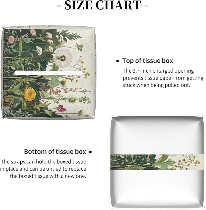 Retro Herbs Spring Dandelion Tissue Box Cover Leaves Summer Holiday Square - Image 5
