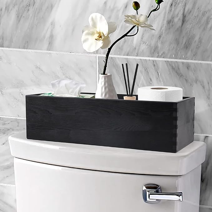 LotFancy Bathroom Decor Box, 2 Pack Wooden Toilet Paper Holder, Farmhouse - Image 4