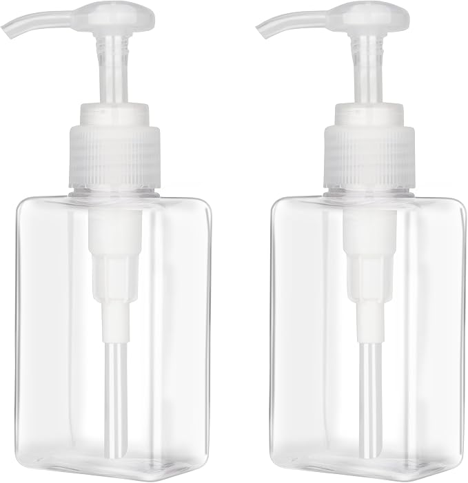 150ml Pump Bottle Dispenser Jansburg 2 Pack Refillable Flat Square Plastic by Jansburg