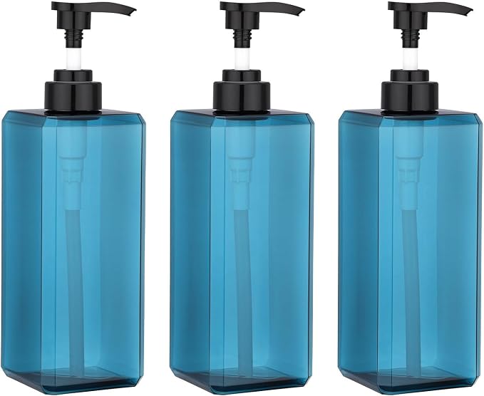 Suream Soap and Lotion Dispenser Set, 27oz/800ml Blue Shampoo and Conditioner by Suream