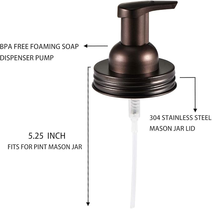 Amolliar Mason Jar Foaming Soap Dispenser Pump Lids, Foaming Pump Replacement - Image 2