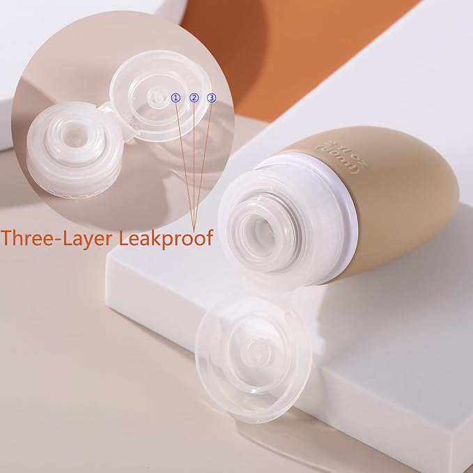 Leak Proof Silicone Travel Bottles, 4 Pack 2oz Liquid Squeezable Refillable - Image 3
