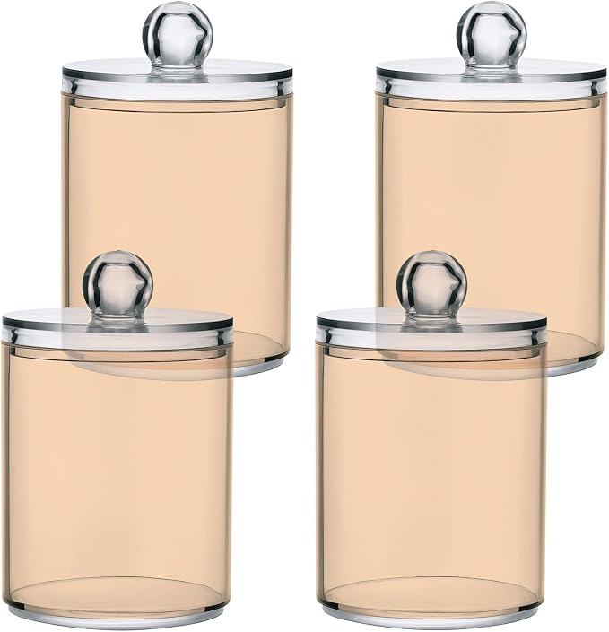 Peach Puff Qtip Holder Organizer Dispenser Cotton Swabs Cans Plastic Jars - Image 2