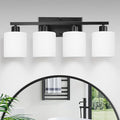 CANMEIJIA 4-Light Bathroom Vanity Light Fixtures, Matte Black Vanity Wall by CANMEIJIALighting