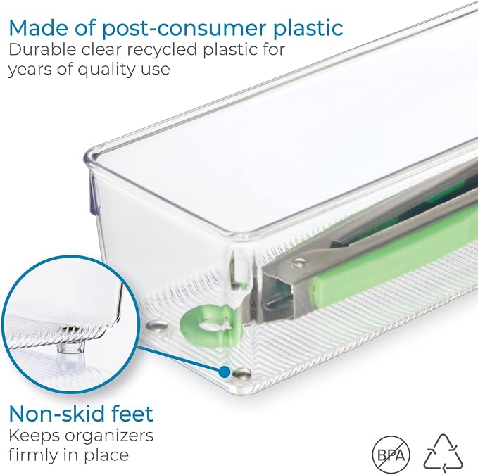 iDesign Recycled Plastic Drawer Organizer, The Linus Collection – 4" x 16" x 3" - Image 4
