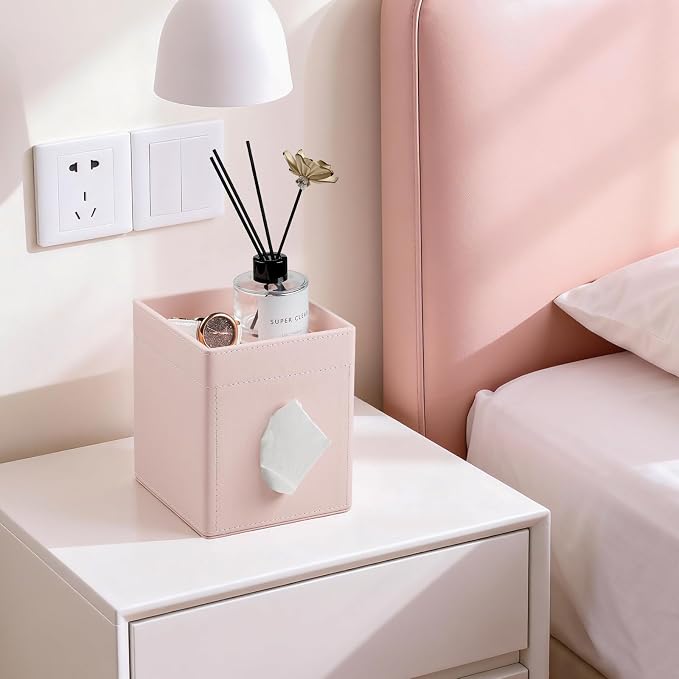 Tissue Box Cover, PU Leather Square Tissue Box Holder - Image 5