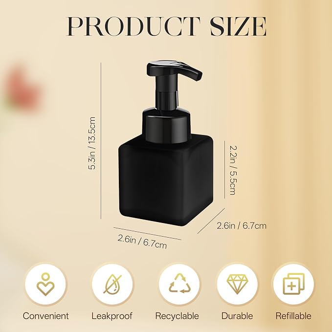 8.5 oz Foaming Soap Dispenser Plastic Foaming Pump Bottle, Refillable Dispenser - Image 2