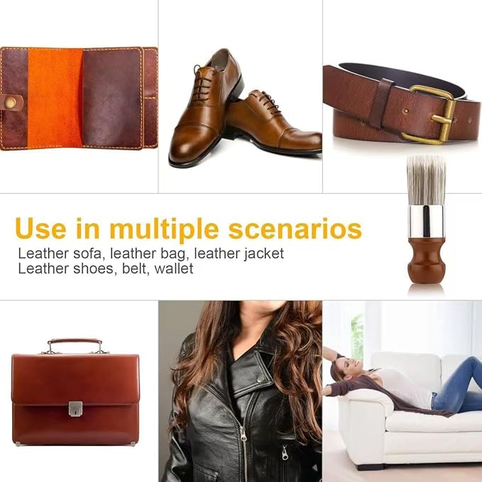 2pcs Furniture Salve Brush, Soft Bristles & Ergonomic Handle Leather and Wood - Image 5