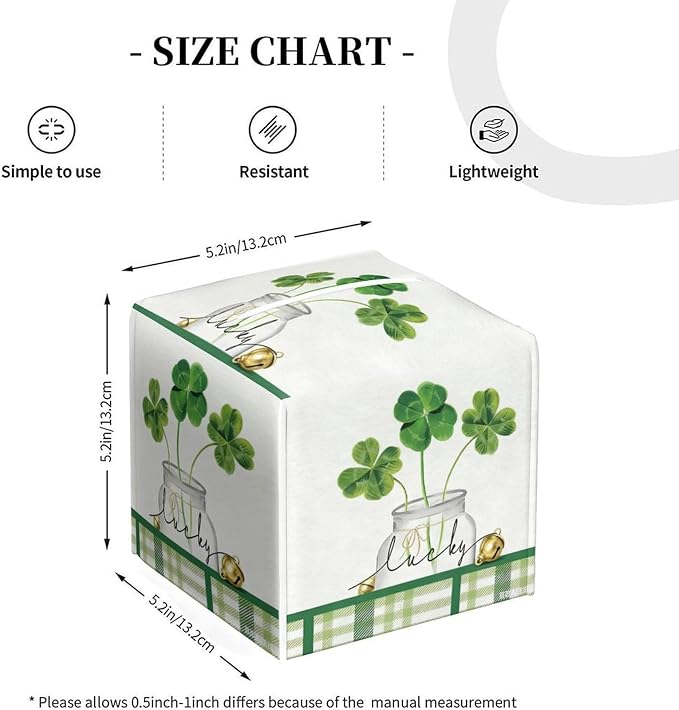 Lucky Clover Tissue Box Cover Leather Tissue Box Holder Square Facial Paper - Image 2