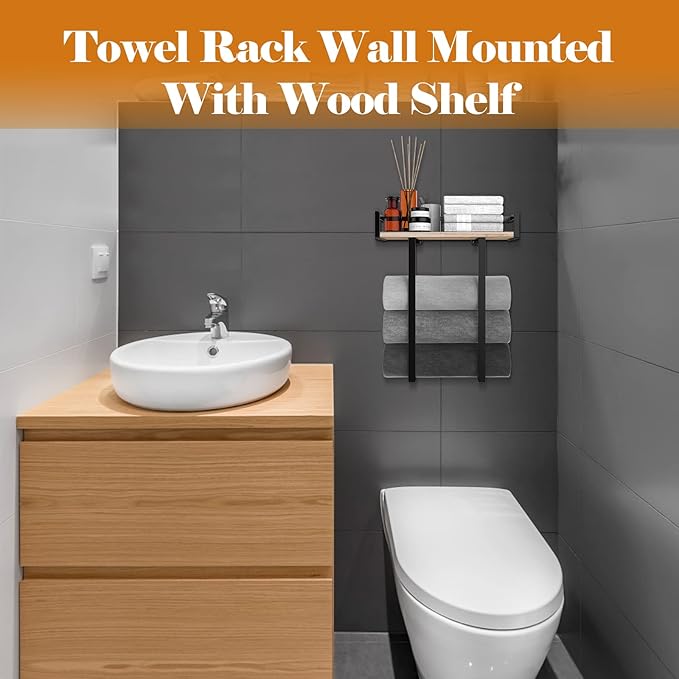 Towel Racks for Bathroom Wall Mounted, Metal Towel Holder - Image 4