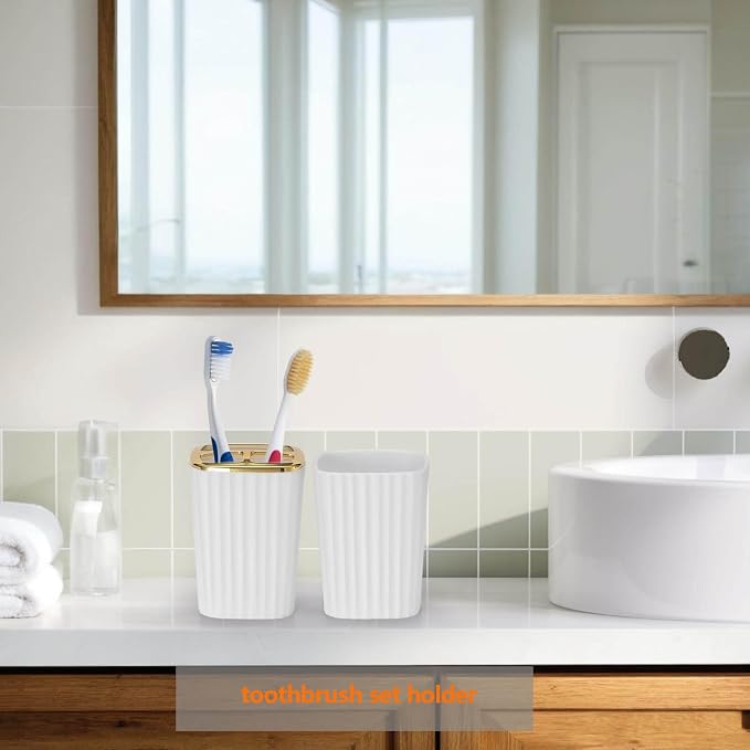 Bathroom Accessories Set, 9 Piece White Bathroom Sets Complete - Image 5