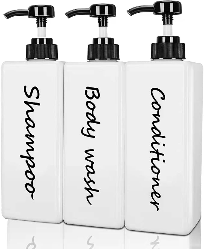 Shampoo and Conditioner Dispenser Modern Refillable Shampoo Pump Bottles by DIDROOM