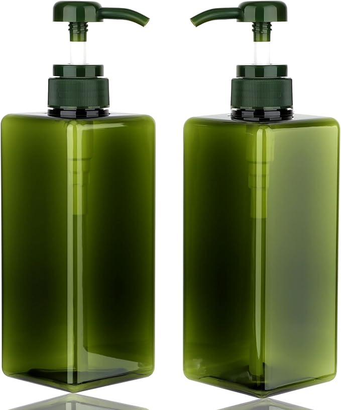 Pump Bottle Dispenser 22oz/650ml Jansburg 2Pack Refillable Square Plastic by Jansburg