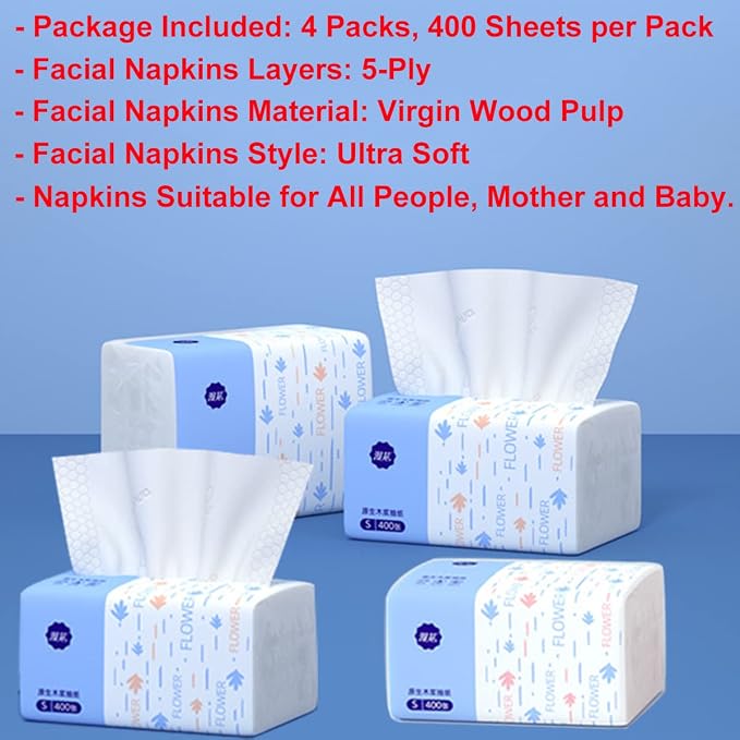 4 Packs Small Soft Facial Tissue, Toilet Paper, Disposable Napkin, Bag Cover - Image 4