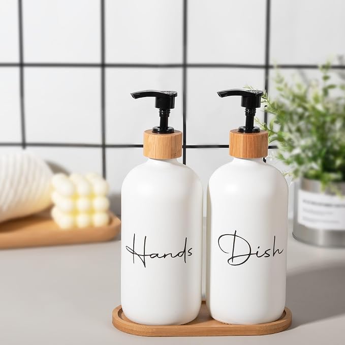 17 oz Hand Soap Dispenser Empty Glass Lotion Pump Bottles, Refillable Liquid - Image 2