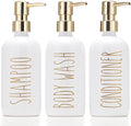 HOMCDALY Shampoo and Conditioner Dispenser Set of 3, 21oz Shower Soap Bottles by HOME