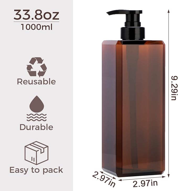 Suream Large Pump Bottles for Shampoo and Conditioner, Refillable Shower Press - Image 4