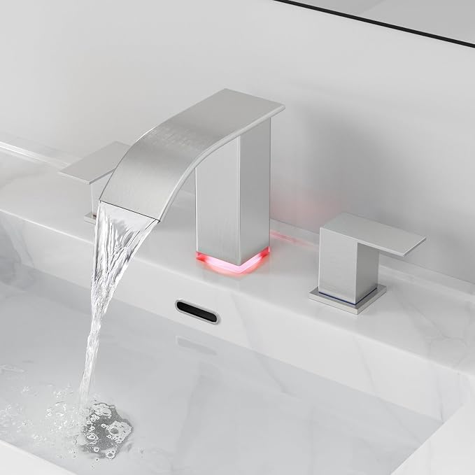 RUMOSE LED Bathroom Faucets Set Brushed Nickel 8 inch Bathroom Sink Faucet 3 - Image 2