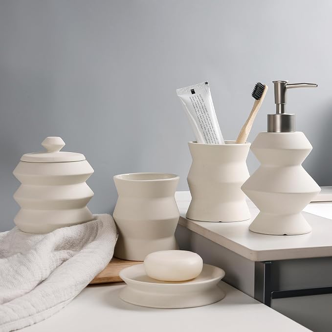 Bathroom Accessory Set 5PCS, Unique Design Small Bathroom Accessories Sets - Image 7