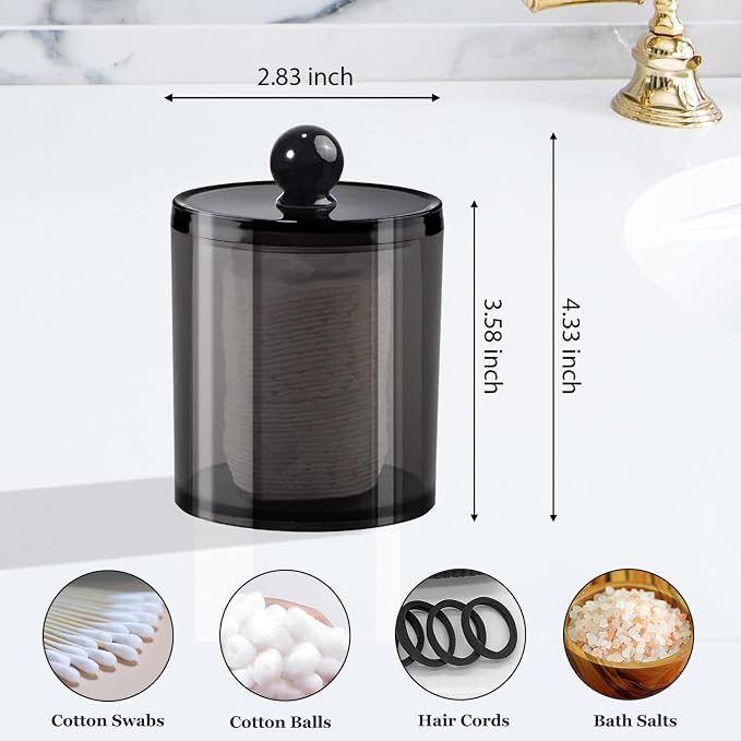 SheeChung 3-Pack Qtip Holder Black, Plastic Qtip Dispenser - Image 3