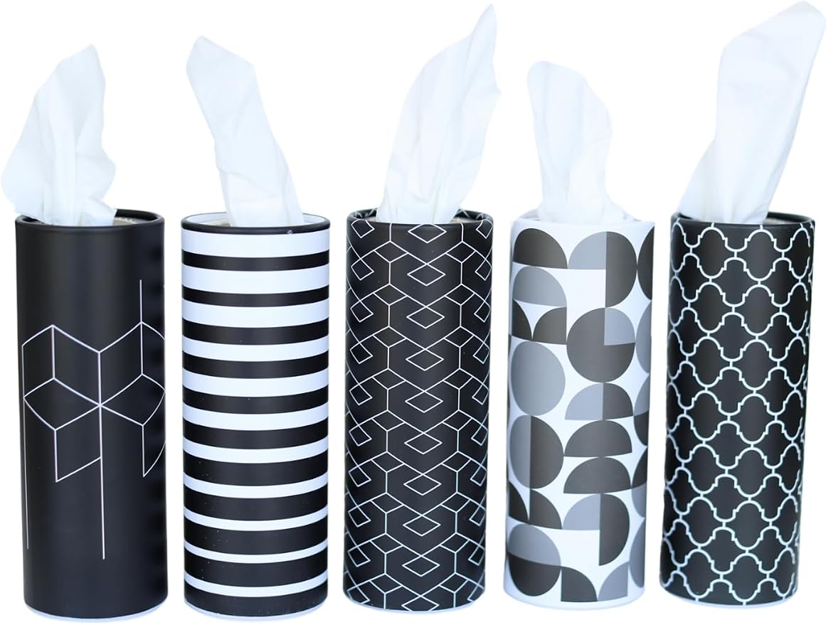 Cylinder Car Facial Tissue Holder, 5 Pack, 50 Tissues Per Cylinder, by Unknown