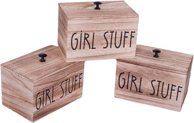 3 Compartments Pad and Tampon Organizer, Wooden Menstrual Care Storage Box - Image 8