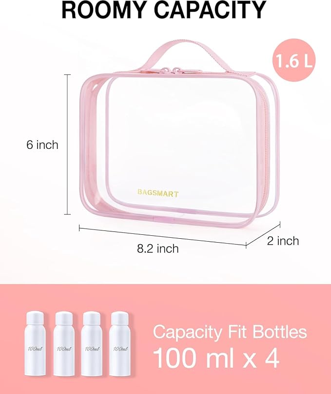 BAGSMART Clear Toiletry Bag, TSA Approved Travel Toiletry Bag Carry On Travel - Image 2