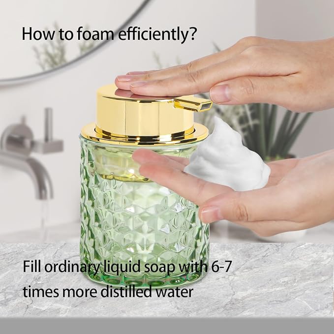Green Foaming Soap Dispenser, Glass Soap Dispenser - Image 4