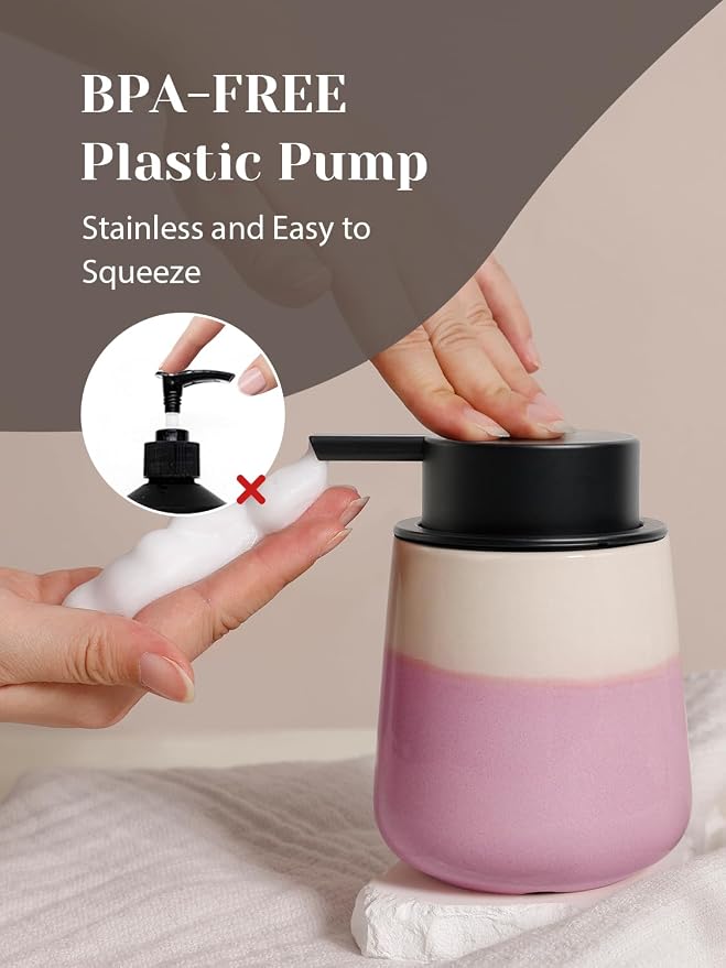 INGOFIN Ceramic Foaming Soap Dispenser - 12oz Foam Hand Soap Dispenser Bathroom - Image 7