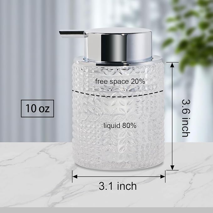 Foaming Hand Soap Dispenser, 10 oz Refillable Clear Glass Foam Soap Dispenser - Image 7
