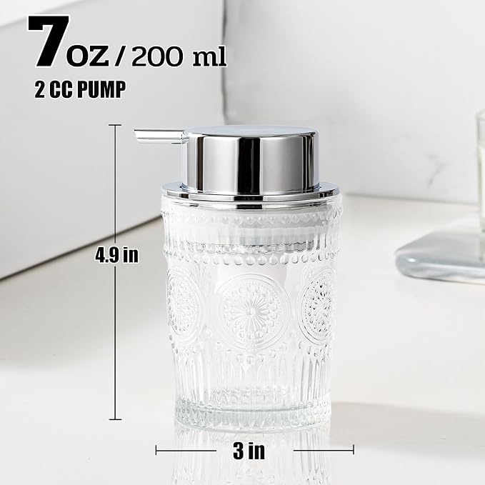 Small Foaming Soap Dispenser, 7 Oz Clear Glass Foam Hand Soap Dispenser - Image 3