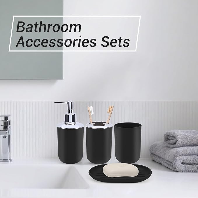 4 Piece Bathroom Accessories Set, Plastic Bathroom Accessory Set, Toothbrush - Image 7