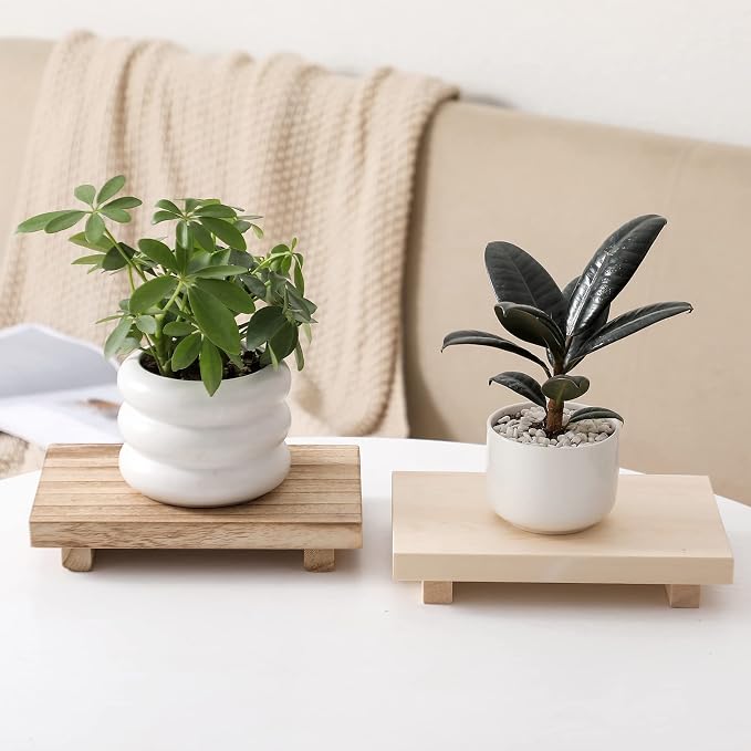 zoocatia Small Wood Tray Pedestal Stand Farmhouse Bathroom Decor Decorative - Image 5