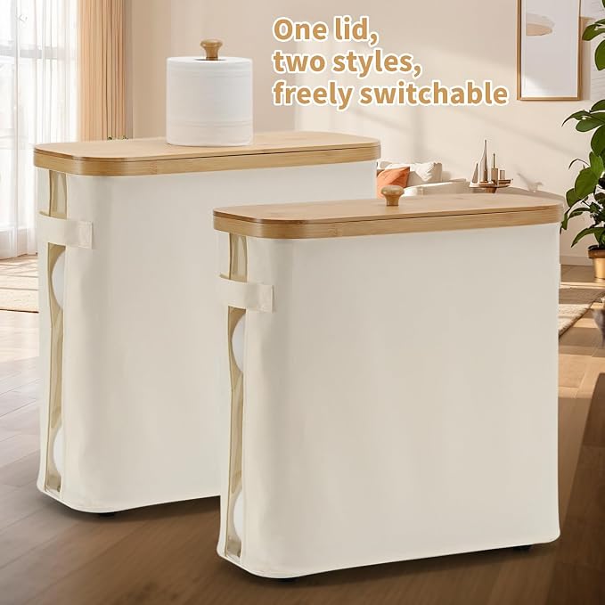 32L Bamboo Toilet Paper Storage Basket - Image 6