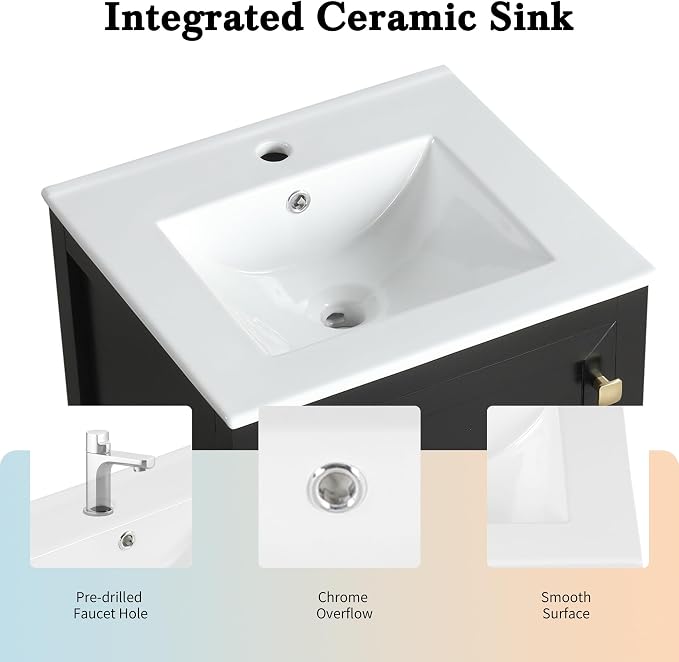 Bellemave 20-inch Solid Wood Bathroom Vanity - Image 6