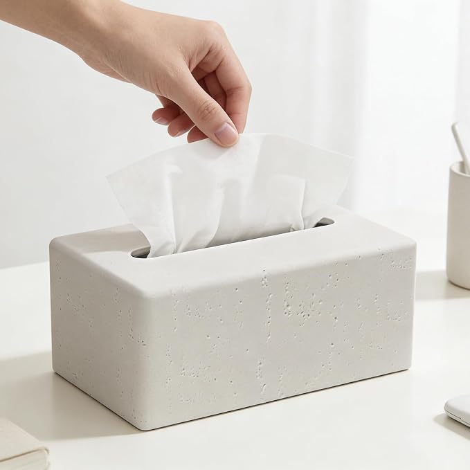 Tissue Box Cover Rectangle, Resin Decorative Facial Tissue Holder Covers Toilet - Image 2
